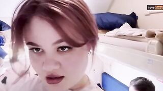 A sexy girl gave a blowjob right on the train