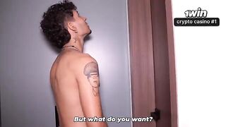 The lioness teaches the young cub to swim in the shower