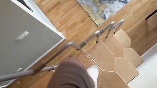 A girl sits on a guy’s dick, moving her hips passionately