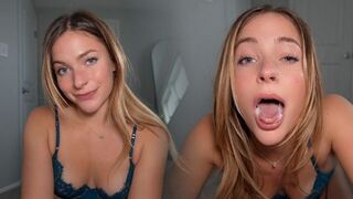 The girl made a thread of saliva to the floor, showcasing her extreme deepthroat skills