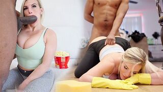 A stepmom gets her pussy destroyed by a huge black cock all day long