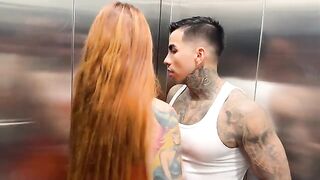 A busty Latina has a wild, unbridled encounter in the elevator with her neighbor