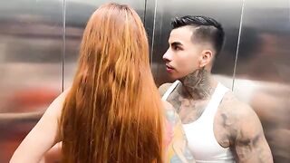 A busty Latina has a wild, unbridled encounter in the elevator with her neighbor