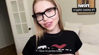 A sweet girl has sex with her classmate in glasses
