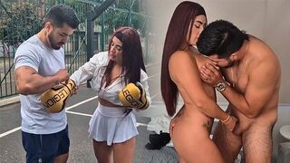 A sexy girl is having a great sex session with her coach in the gym