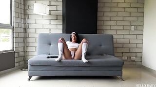 A cute girl showed how she can jump on a cock like a wild animal