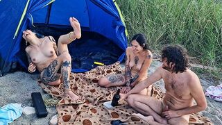 Two girls are fucking like at home in the woods