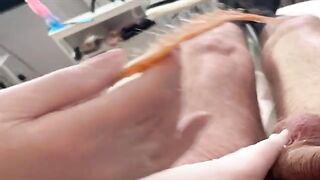 Russian girl Sugarnadya waxes her client’s cock in POV style