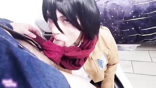 A couple engaged in role play, inspired by Attack on Titan