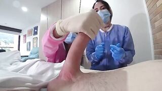 Two hot nurses check my cock in the hospital, it’s day 5