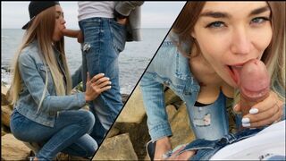 Skinny teen Veronika Charm gets her pussy railed on beach