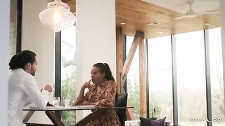 A couple has a romantic dinner at the home of their therapist
