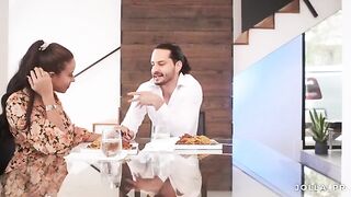 A couple has a romantic dinner at the home of their therapist