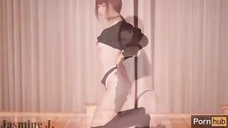 Cute Asian girl Jasmine J rides a dildo from below