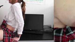 Schoolgirl caught masturbating gets creampied by teacher in a steamy session