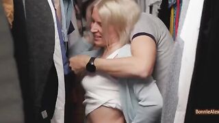 Spontaneous sex of a couple in the dressing room for fitting