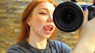 Redhead Russian beauty gets her pussy railed and takes a cum shot