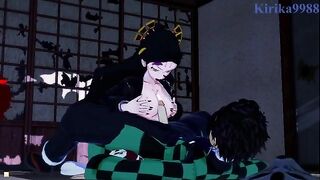 Tanjiro Kamado fucked Daki in a hot Japanese setting
