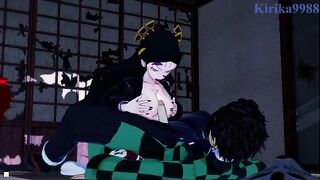 Tanjiro Kamado fucked Daki in a hot Japanese setting
