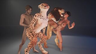 Furry girl is fucking with a big cock monster in 3D