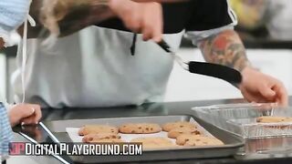 A tiny Khloe Kapri gets her pussy eaten in a steamy kitchen scene