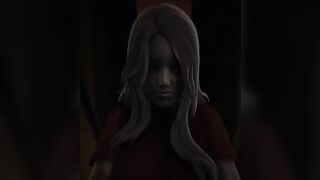 The girl with a red eye scares Alma in cowgirl pose from POV