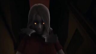 The girl with a red eye scares Alma in cowgirl pose from POV