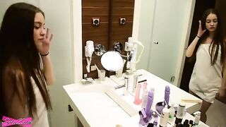 A man with a big dick fucks jumpable, cute teen SolaZola in the shower